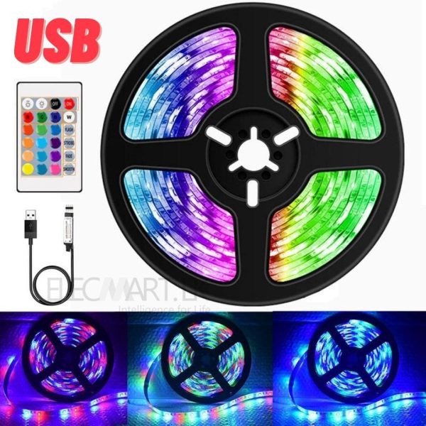 elecmart-led-strip-5050-rgb-waterproof-tv-background-lighting-usb-dc-5v-5-meters-thumb